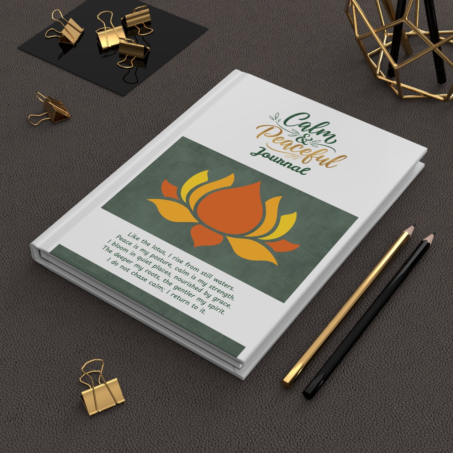 Calm & Peaceful Journal — Lotus Meditation Hardcover Journal (Basic)