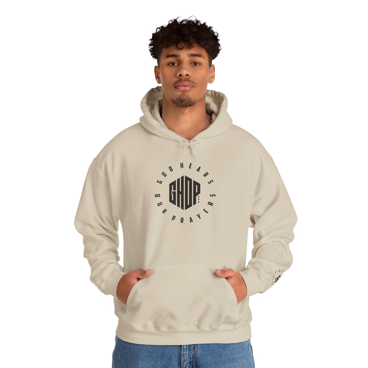 GHOP Hoodie — God Hears Our Prayers Minimal Logo Pullover