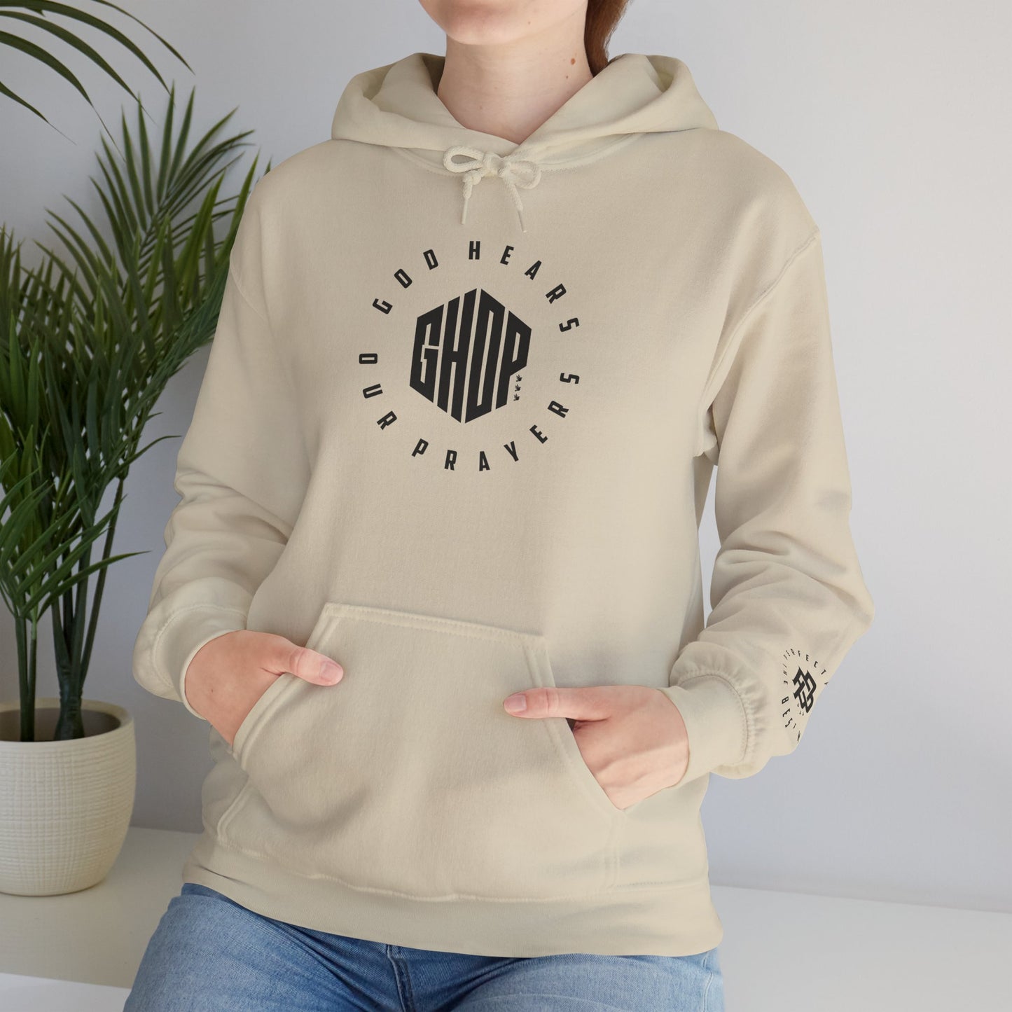 GHOP Hoodie — God Hears Our Prayers Minimal Logo Pullover