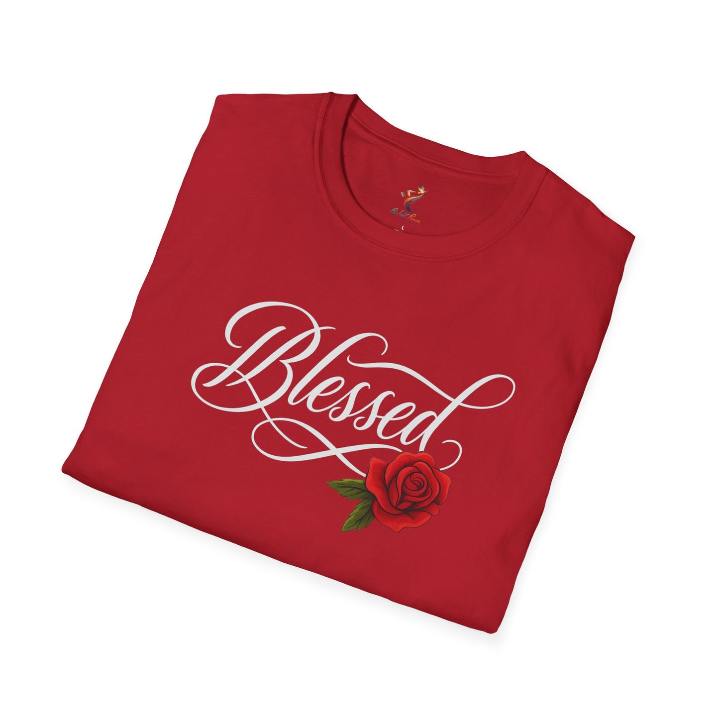 Blessed Rose T-Shirt — Script Floral Faith Tee