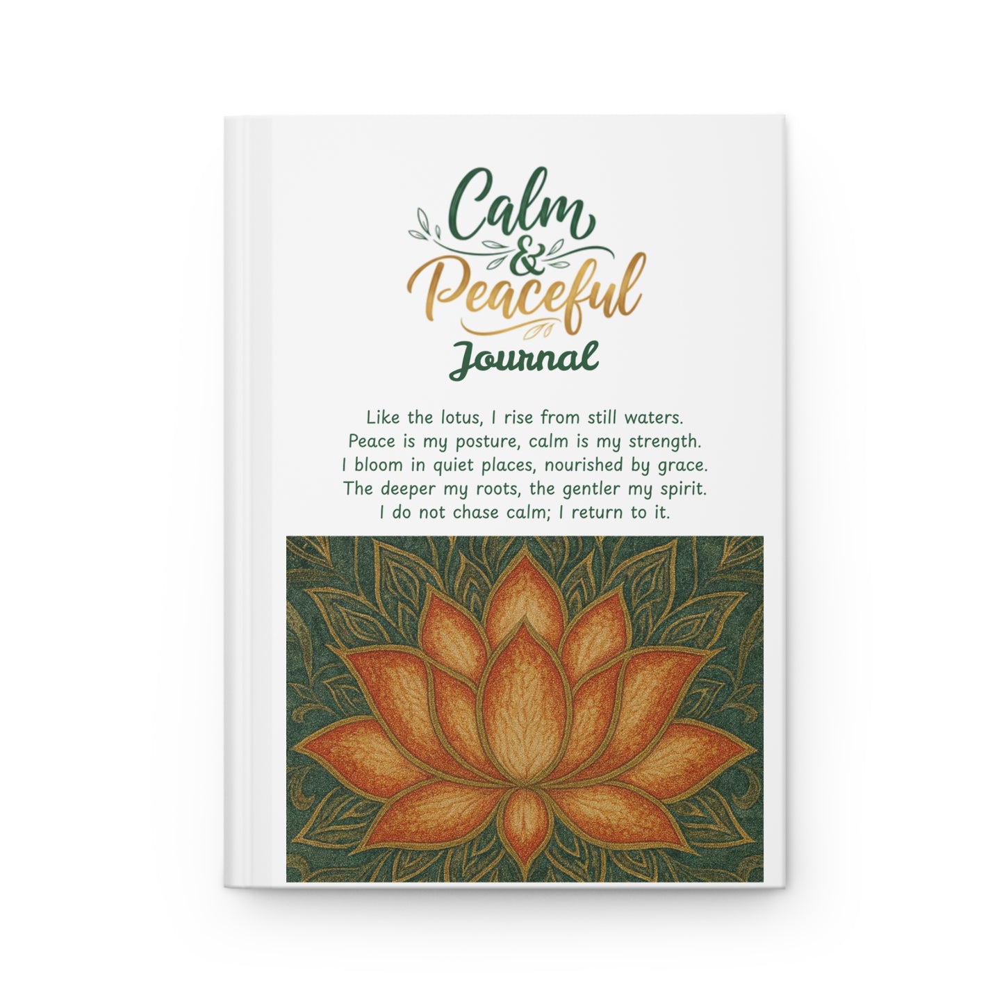 Calm & Peaceful Journal — Lotus Meditation Hardcover Journal (White)
