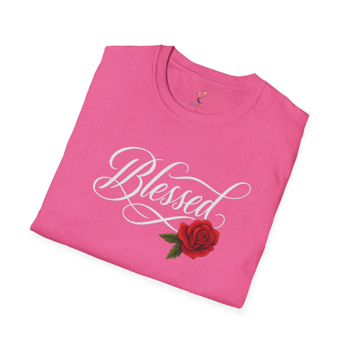 Blessed Rose T-Shirt — Script Floral Faith Tee