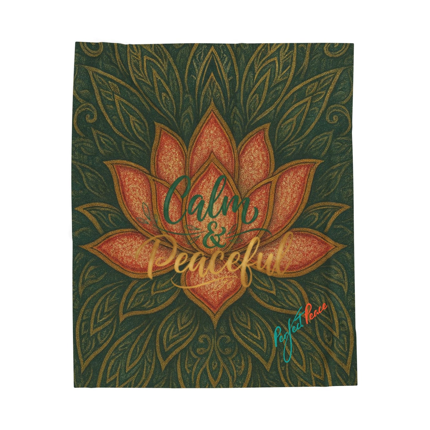 Velveteen Plush Blanket - "Calm & Peaceful" Lotus Mandala Throw for Yoga, Meditation & Cozy Home