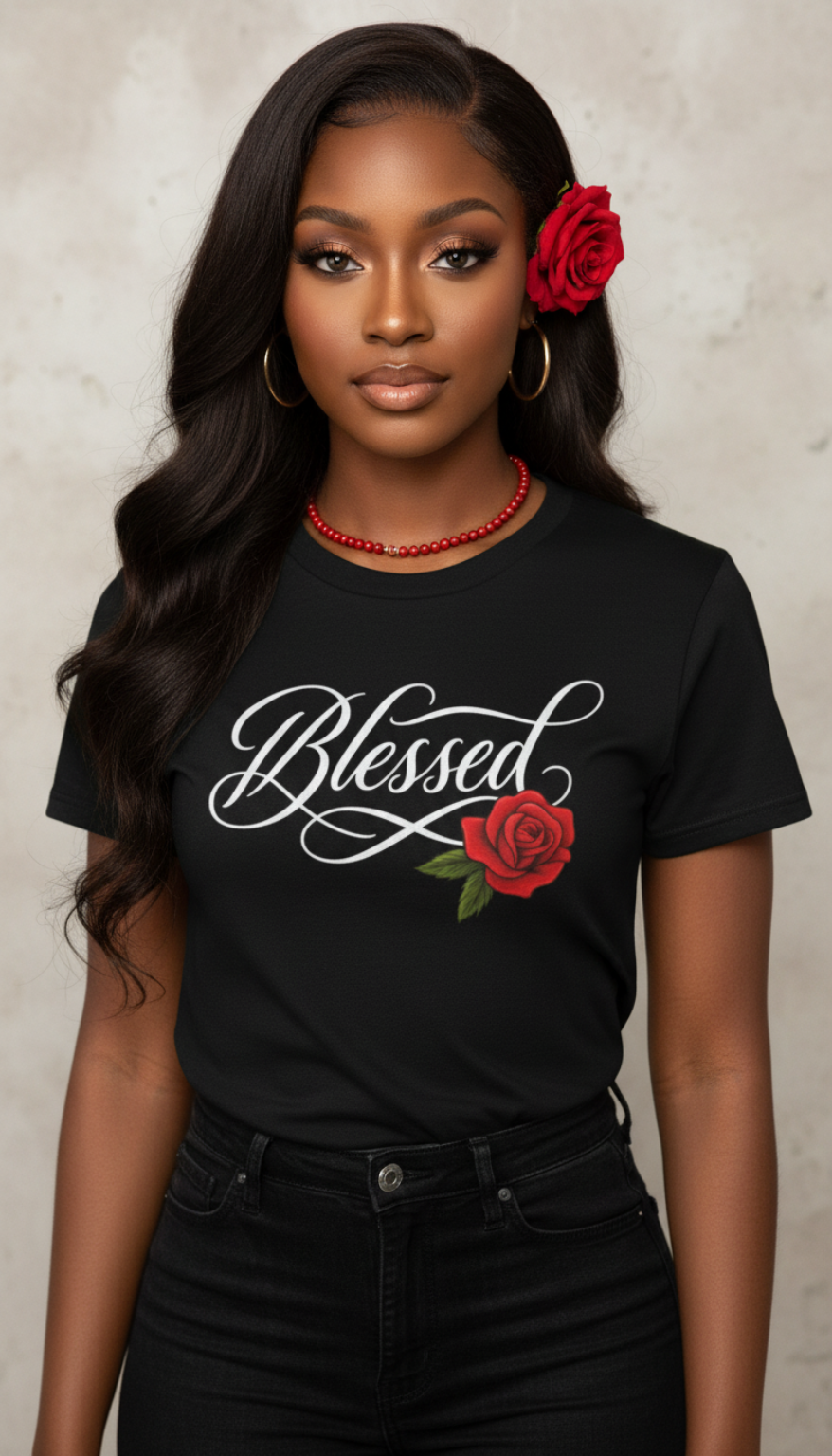 Blessed Rose T-Shirt — Script Floral Faith Tee